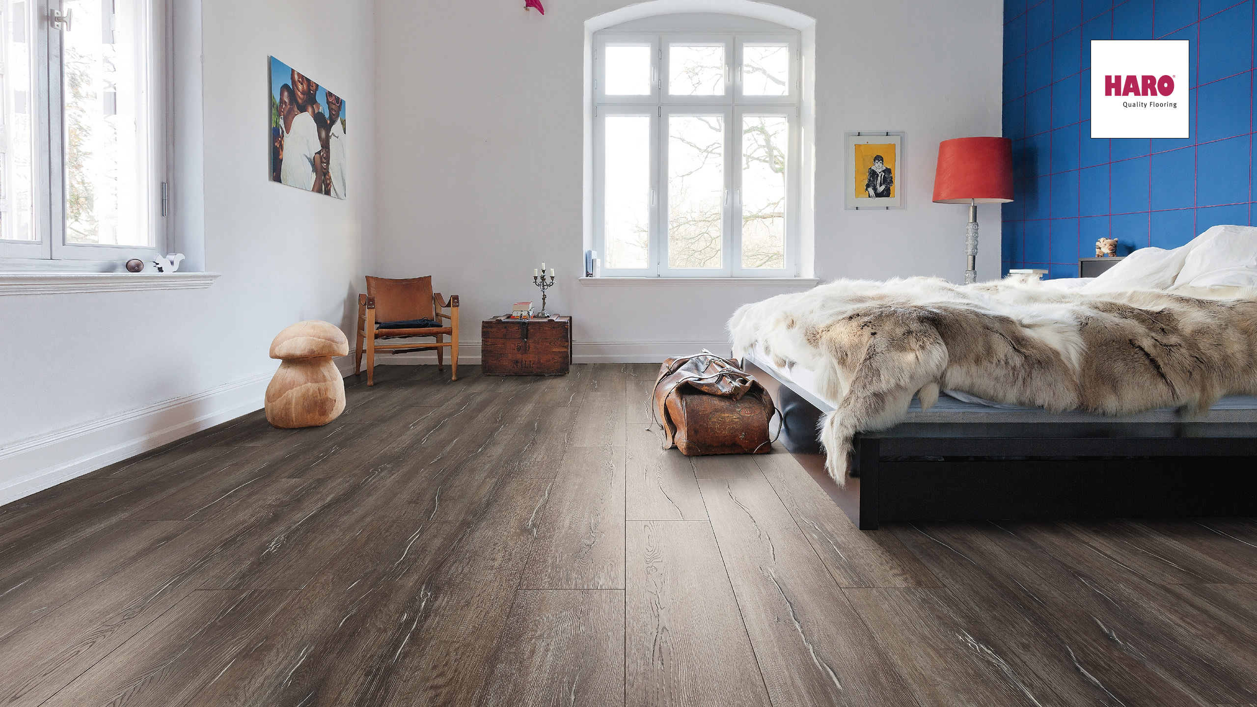 Ламинат Haro Tritty 100 Campus 4V Дуб Дюна Эспрессо 532787 фото в интерьере